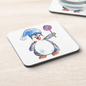 Cute Whimsical Penguin met een Lollipop Bier Onderzetter (Linkerzijde)