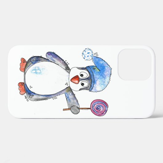 Cute Whimsical Penguin met een Lollipop Case-Mate iPhone Case (Achterkant (horizontaal))