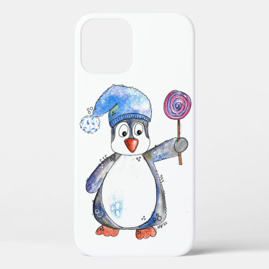 Cute Whimsical Penguin met een Lollipop Case-Mate iPhone Case (Achterkant)