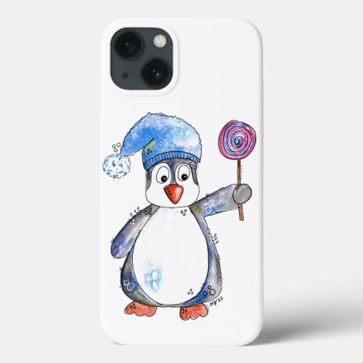 Cute Whimsical Penguin met een Lollipop Case-Mate iPhone Case (Achterkant)