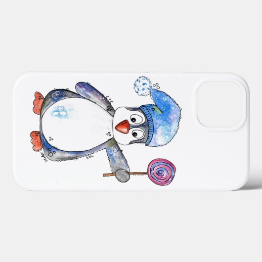 Cute Whimsical Penguin met een Lollipop Case-Mate iPhone Case (Achterkant (horizontaal))