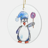 Cute Whimsical Penguin met een Lollipop Keramisch Ornament (Links)