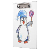 Cute Whimsical Penguin met een Lollipop Klembord (Links)
