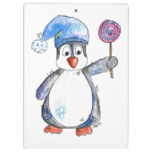 Cute Whimsical Penguin met een Lollipop Klembord (Achterkant)