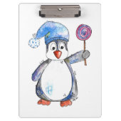 Cute Whimsical Penguin met een Lollipop Klembord (Voorkant)