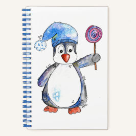 Cute Whimsical Penguin met een Lollipop Notitieboek