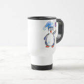 Cute Whimsical Penguin met een Lollipop Reisbeker (Voorkant rechts)