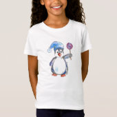 Cute Whimsical Penguin met een Lollipop T-shirt (Voorkant)
