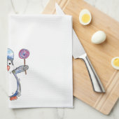 Cute Whimsical Penguin met een Lollipop Theedoek (Quarter Fold)