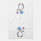 Cute Whimsical Penguin met een Lollipop Theedoek (Verticaal)
