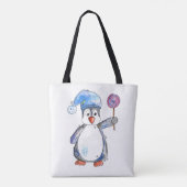 Cute Whimsical Penguin met een Lollipop Tote Bag (Achterkant)