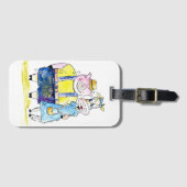 Cute Whimsical Pig. en Koe Bagagelabel (Voorkant (horizontaal))