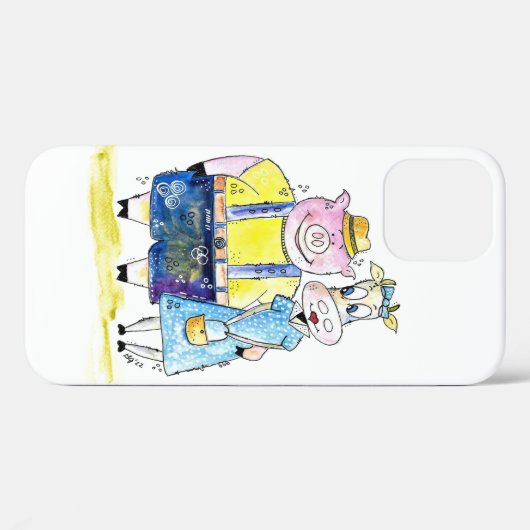 Cute Whimsical Pig. en Koe Case-Mate iPhone Case (Achterkant (horizontaal))