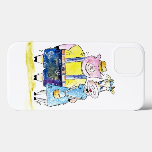 Cute Whimsical Pig. en Koe Case-Mate iPhone Case (Achterkant (horizontaal))