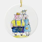 Cute Whimsical Pig. en Koe Keramisch Ornament (Voorkant)
