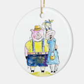Cute Whimsical Pig. en Koe Keramisch Ornament (Links)