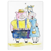 Cute Whimsical Pig. en Koe Klembord (Achterkant)
