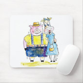 Cute Whimsical Pig. en Koe Muismat (Met muis)