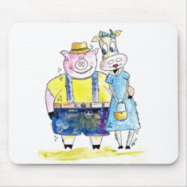 Cute Whimsical Pig. en Koe Muismat
