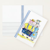 Cute Whimsical Pig. en Koe Notitieboek (Binnen)