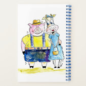 Cute Whimsical Pig. en Koe Notitieboek (Achterkant)