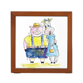 Cute Whimsical Pig. en Koe Pennenhouder