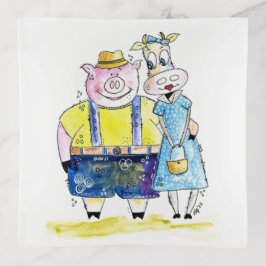 Cute Whimsical Pig. en Koe Sierschaaltjes