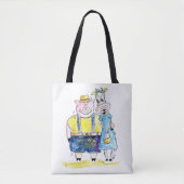 Cute Whimsical Pig. en Koe Tote Bag (Voorkant)