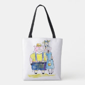Cute Whimsical Pig. en Koe Tote Bag (Achterkant)