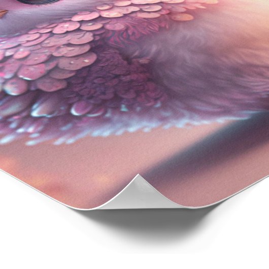 Cute Whimsical Pink Baby Owl Nursery Printable Poster (Hoek)