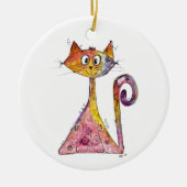 Cute Whimsical Pink Cat Keramisch Ornament (Voorkant)