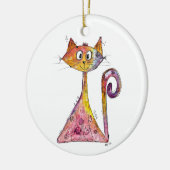 Cute Whimsical Pink Cat Keramisch Ornament (Links)