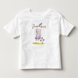 Cute Whimsical Pink Cat Swing Kinder Shirts