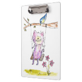 Cute Whimsical Pink Cat Swing Klembord (Links)