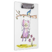 Cute Whimsical Pink Cat Swing Klembord (Rechts)