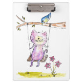 Cute Whimsical Pink Cat Swing Klembord (Voorkant)