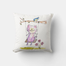 Cute Whimsical Pink Cat Swing