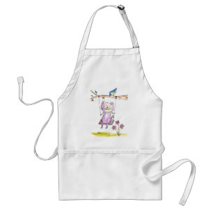 Cute Whimsical Pink Cat Swing Standaard Schort