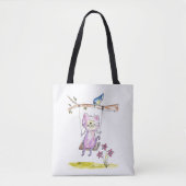 Cute Whimsical Pink Cat Swing Tote Bag (Voorkant)