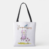 Cute Whimsical Pink Cat Swing Tote Bag (Achterkant)