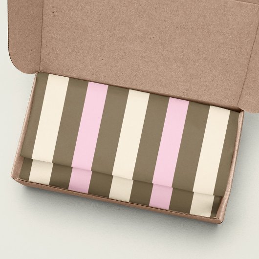Cute Whimsical Pink Cream Brown Neapolitan Stripes Tissuepapier