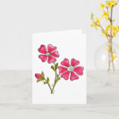 Cute Whimsical Pink Flowers Kaart (Gele Bloem)