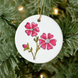 Cute Whimsical Pink Flowers Keramisch Ornament