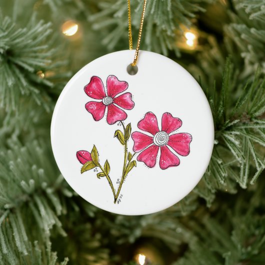 Cute Whimsical Pink Flowers Keramisch Ornament (Boom)