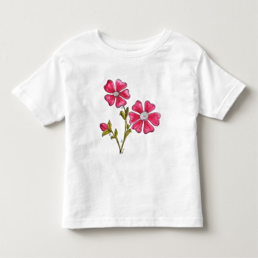 Cute Whimsical Pink Flowers Kinder Shirts (Voorkant)
