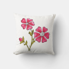Cute Whimsical Pink Flowers Kussen