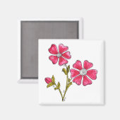Cute Whimsical Pink Flowers Magneet (Voorkant / Achterkant)