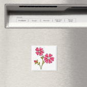 Cute Whimsical Pink Flowers Magneet (Insitu (Vaatwasser))
