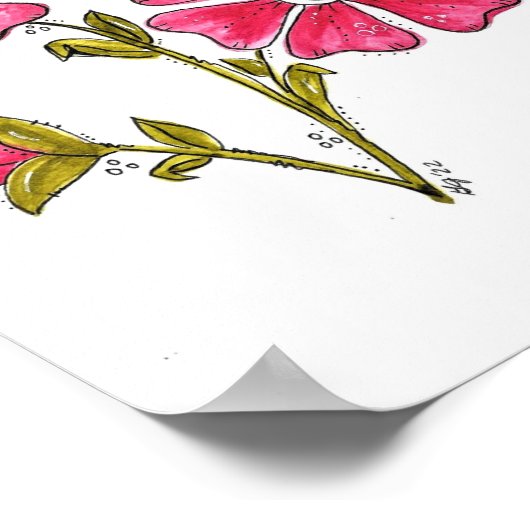 Cute Whimsical Pink Flowers Poster (Hoek)