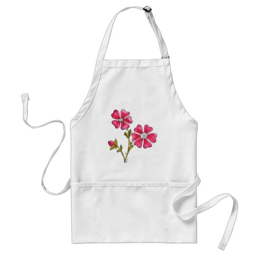 Cute Whimsical Pink Flowers Standaard Schort (Voorkant)